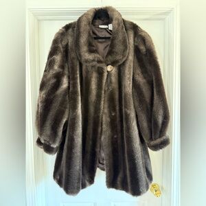 Blair Luxurious Vintage Dark Brown Faux Fur Coat